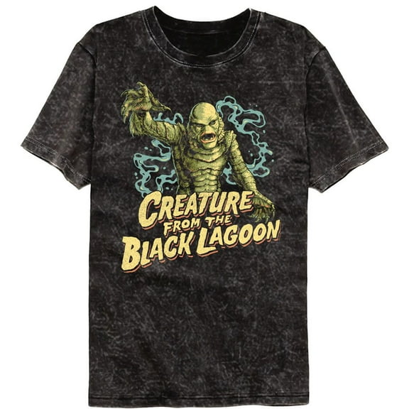 Universal Monsters Black Lagoon Shuffle Mineral Wash Black Adult T-Shirt