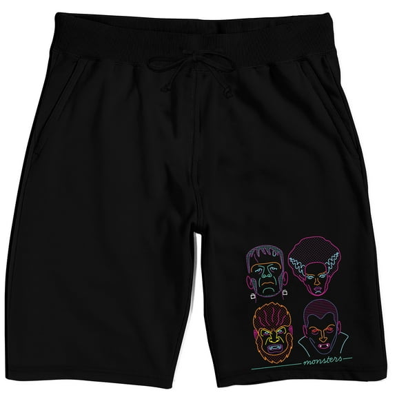 Universal Monsters Character Line Art Adult Black Sleep Pajama Shorts-3XL