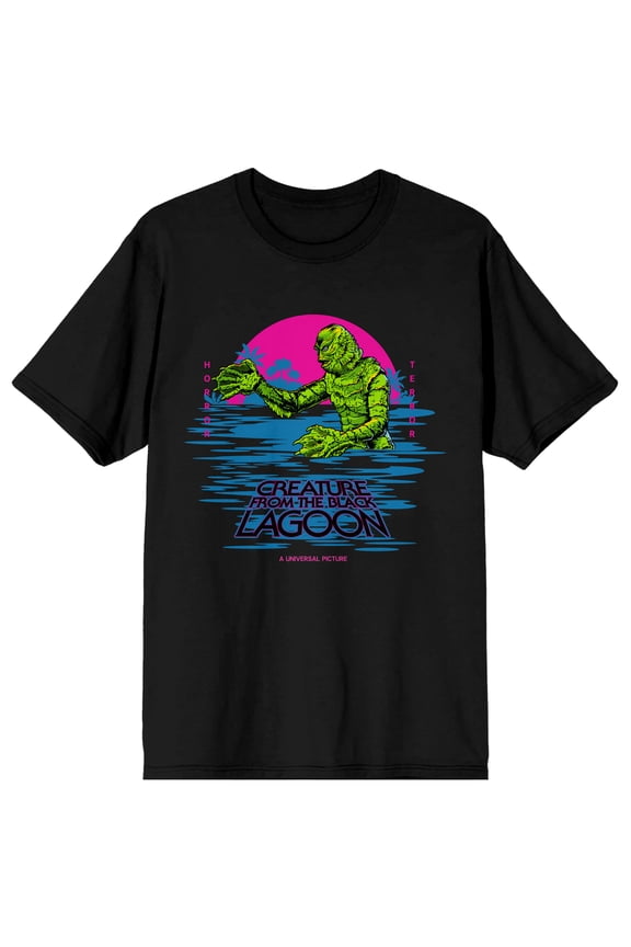 Universal Monsters Creature From The Black Lagoon Crew Neck Short Sleeve Men's Black T-shirt-Medium