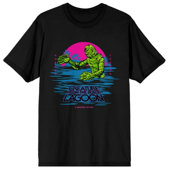 Universal Monsters Creature From The Black Lagoon Crew Neck Short Sleeve Men's Black T-shirt-XXL