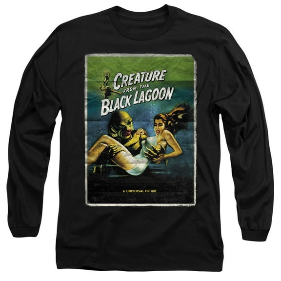 Universal Monsters Creature One Sheet Long Sleeve Adult 18/1 T-Shirt Black