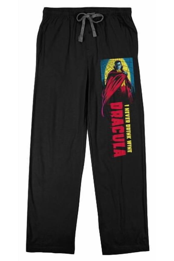 Universal Monsters Dracula Title Text Adult Black Sleep Pajama Pants-Small