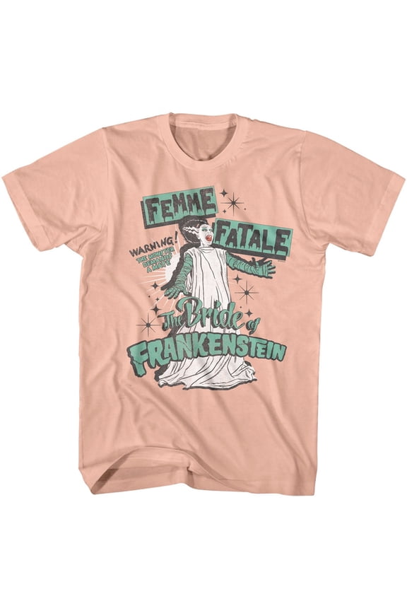 Bride of Frankenstein Femme Fatale Men's T Shirt (Peach, AdultM)