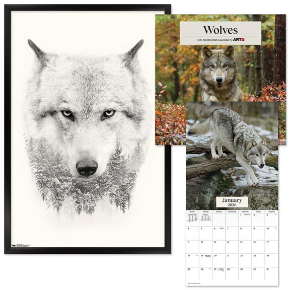 Wolves Framed Poster and 2026 Calendar