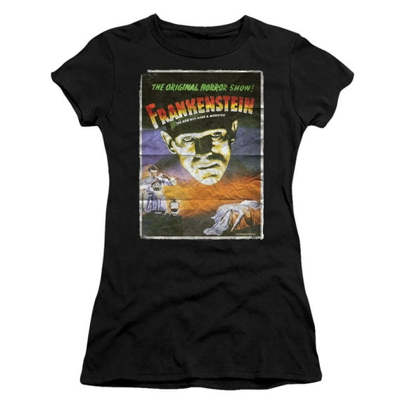 Universal Monsters Frankenstein One Sheet S/S Junior Women's T-Shirt Sheer Black
