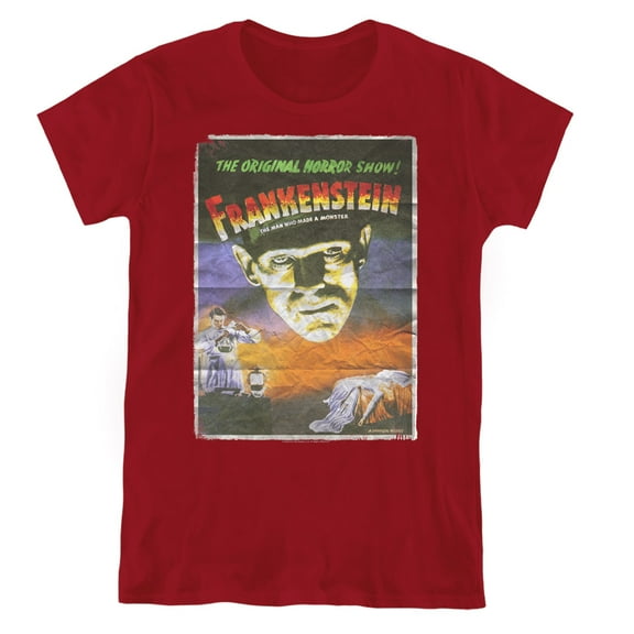 Universal Monsters Frankenstein One Sheet S/S Women's T-Shirt Cardinal