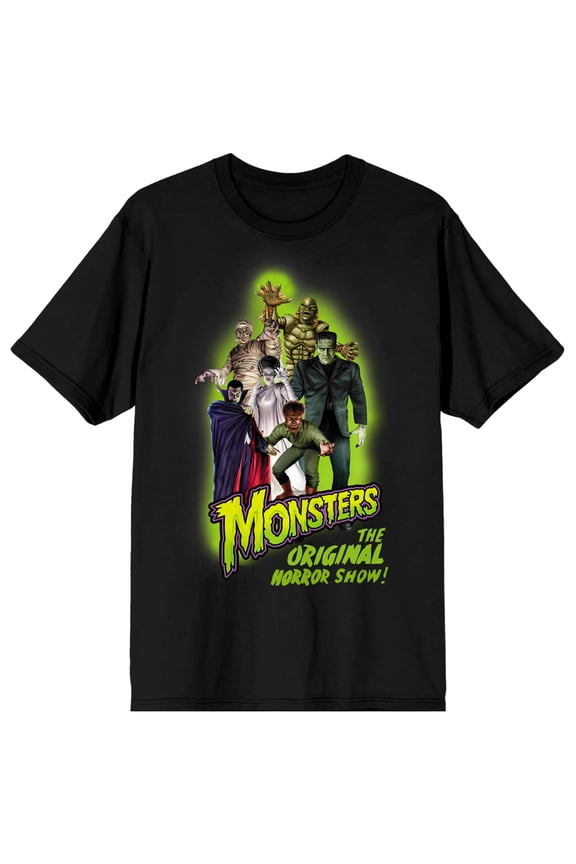 Universal Monsters Group Shot Crew Neck Short Sleeve Women's Black T-shirt-Small