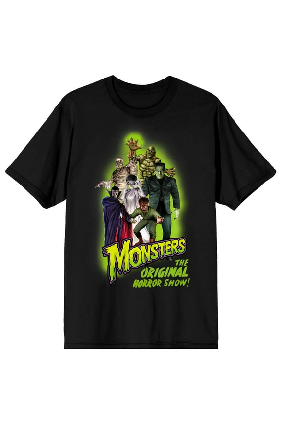 Universal Monsters Group Shot Crew Neck Short Sleeve Women's Black T-shirt-XS