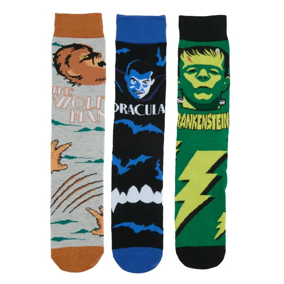 Universal Monsters Men's Crew Socks, 3-Pack