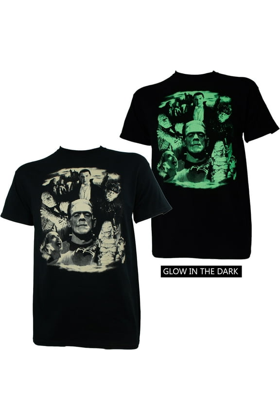 Universal Monsters Mens Collage Dracula Frankenstein Bride Glow T-Shirt XL