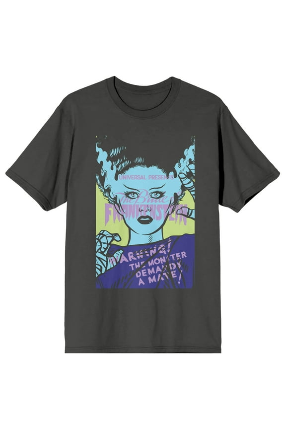 Universal Monsters Monster Demands A Mate Crew Neck Short Sleeve Charcoal Women's T-shirt-XL