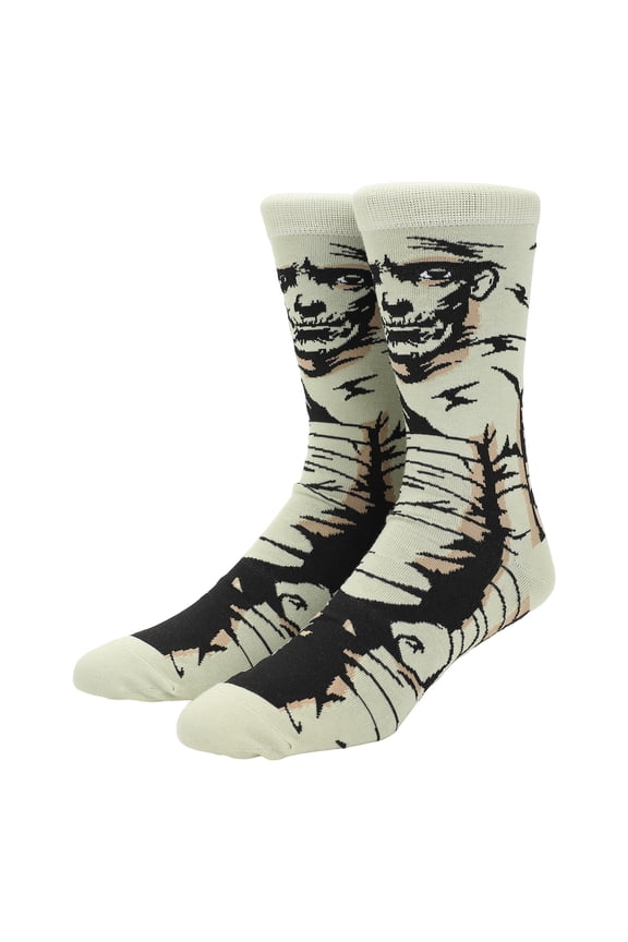 Universal Monsters Mummy Men's White Animigos Crew Socks