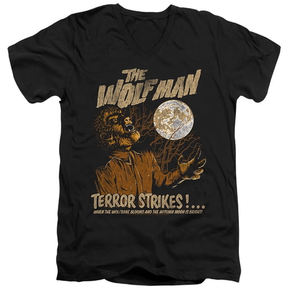 Universal Monsters - Terror Strikes - Slim Fit V Neck Shirt - X-Large