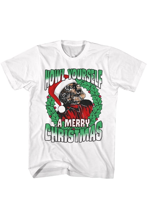 Universal Monsters The Wolfman Howl A Merry White Adult T-Shirt