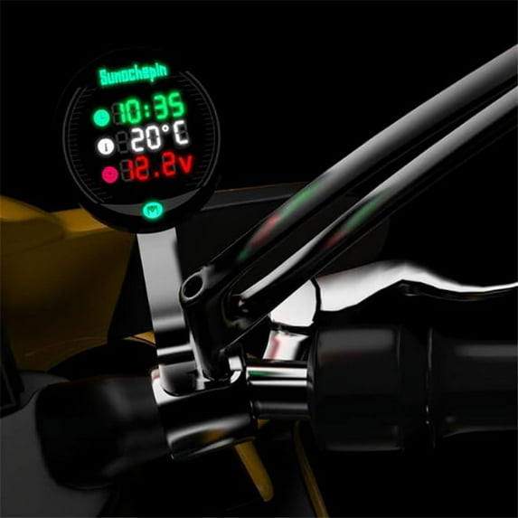 Universal Motorcycle ATV Voltmeter Thermometer LED Clock Display USB Charger