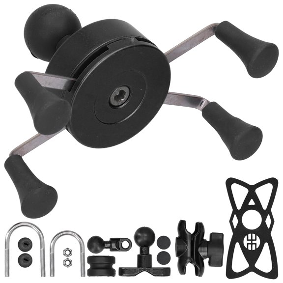 Universal Motorcycle Bike Handlebar Phone Mount Holder with 13 Accessories for iOS 7 8 SE X XS Xr - Black
