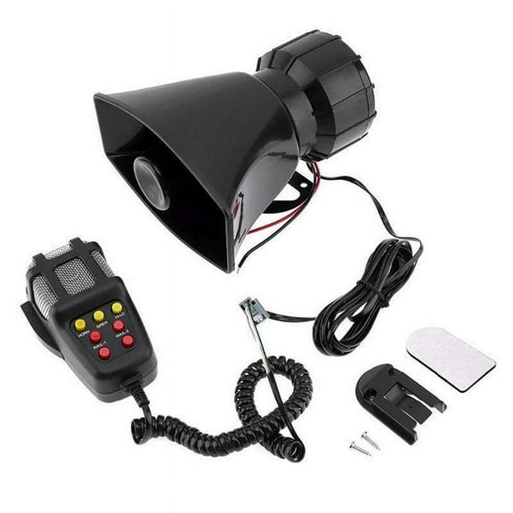 Universal Car Alarm Sound 7 Tone Horn 12V 100W Police Siren Horn Loudspeaker (Black)
