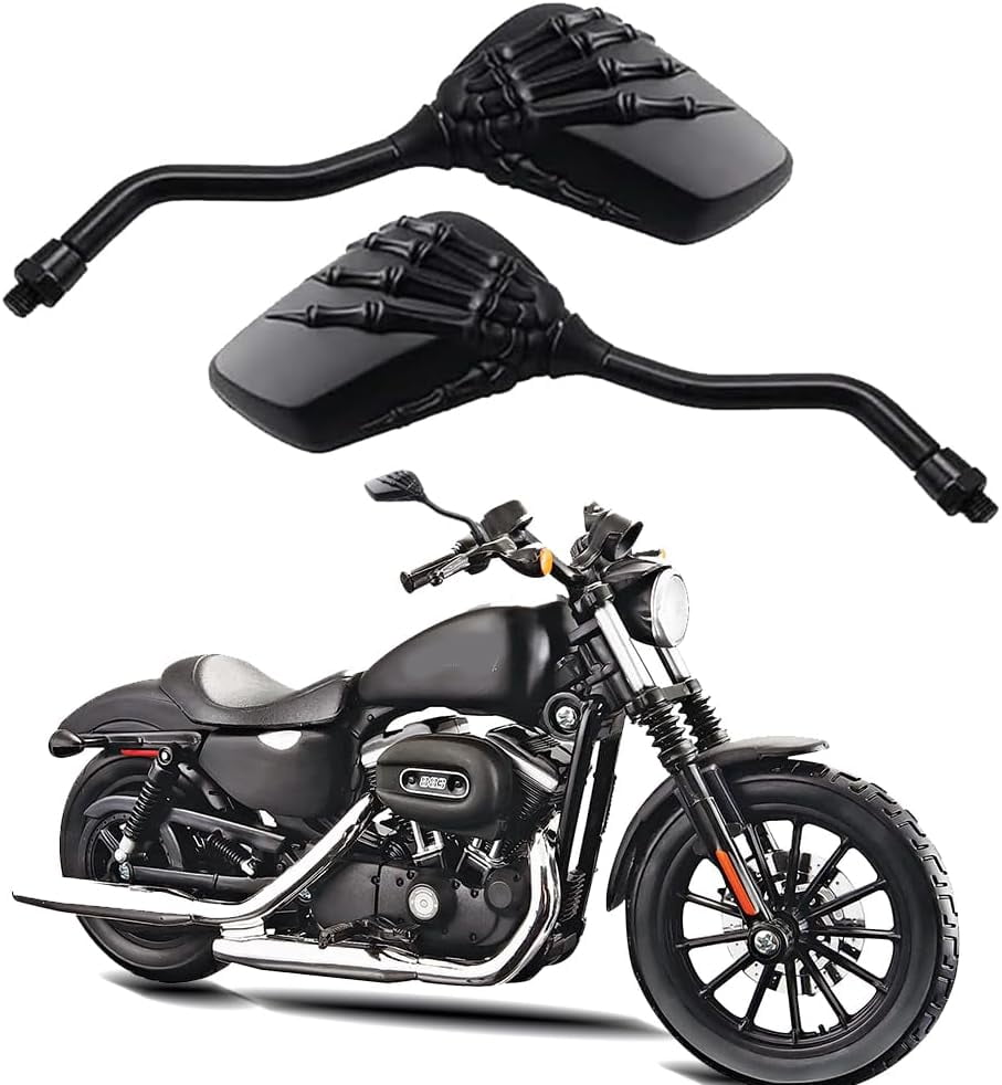 PAIRE De Rétroviseurs Moto Couleur Chrome / Mains De Squelette