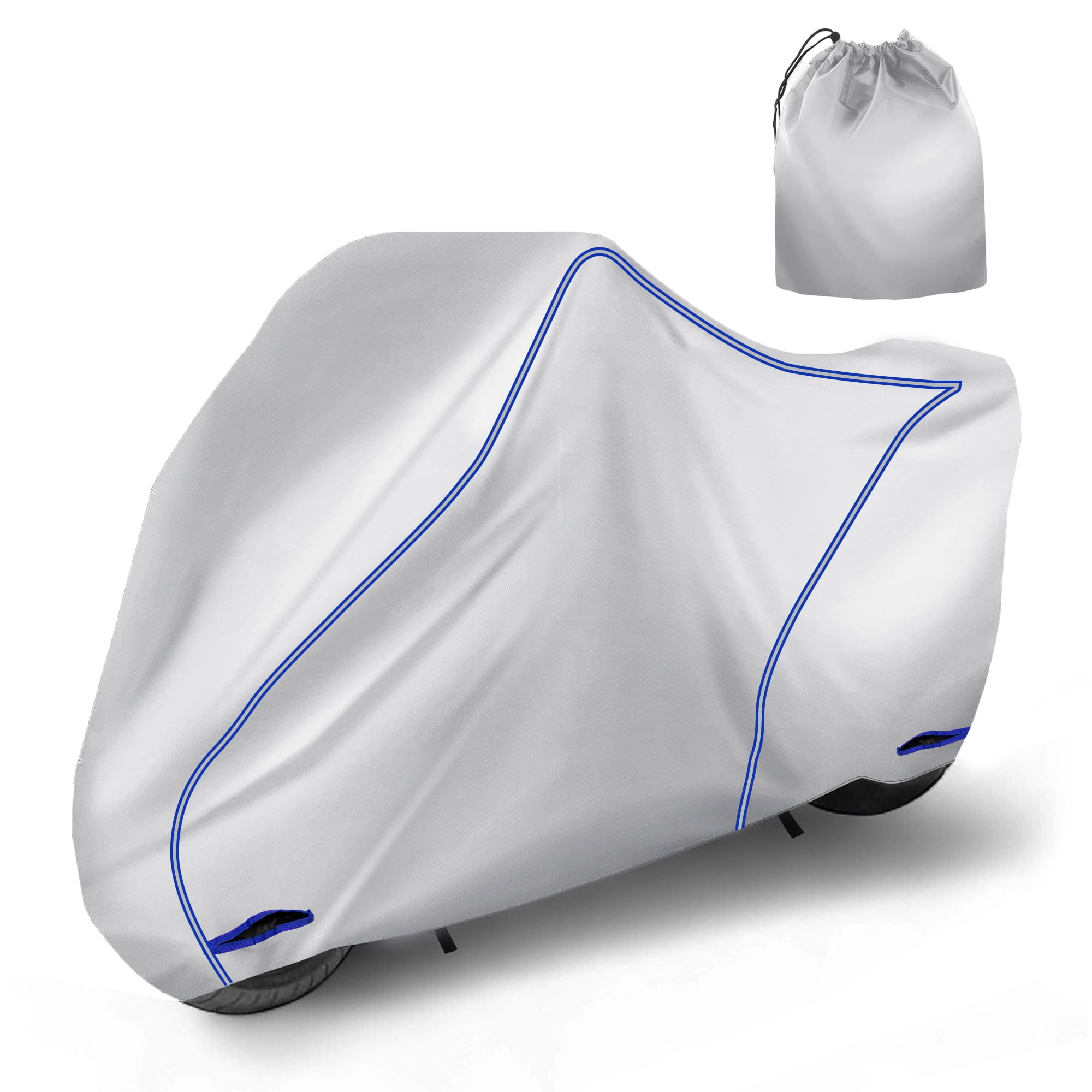 Universal Motorcycle Cover Rain Dust Protector Lightweight Fabric Waterproof Scooter Cover Motorbike Cover with Lock-Hole All Weather Protection  Fits Up to 245cm/96"