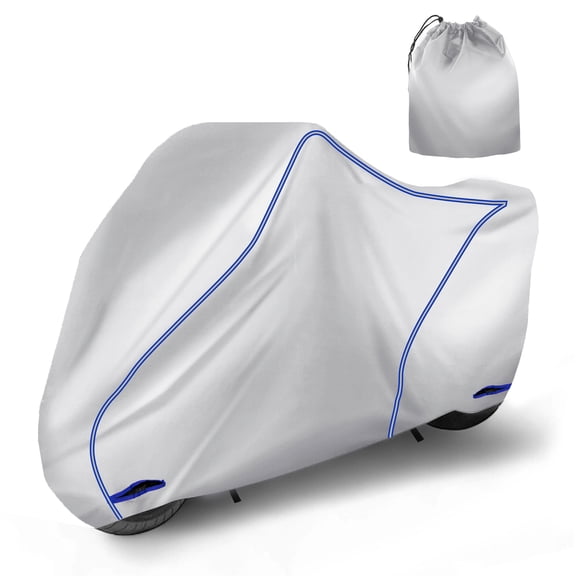 Universal Motorcycle Cover Rain Dust Protector Lightweight Fabric Waterproof Scooter Cover Motorbike Cover with Lock-Hole All Weather Protection Fits Up to 275cm/108"