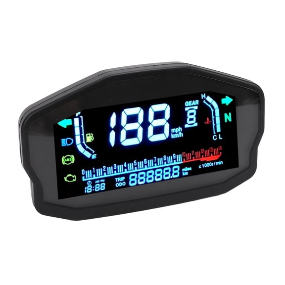 Universal Motorcycle Digital Dashboard Speedometer, 8-12V LED RPM Tachometer Gauge for Suzuki, Honda, Ducati, Kawasaki (Black)