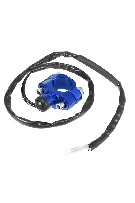 Universal Motorcycle Engine Start Stop Switch Button with Blue Backplate Black Button
