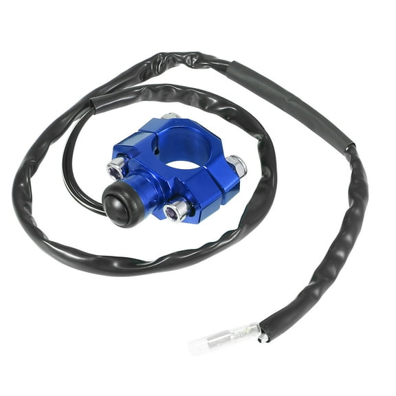 Universal Motorcycle Engine Start Stop Switch Button with Blue Backplate Black Button