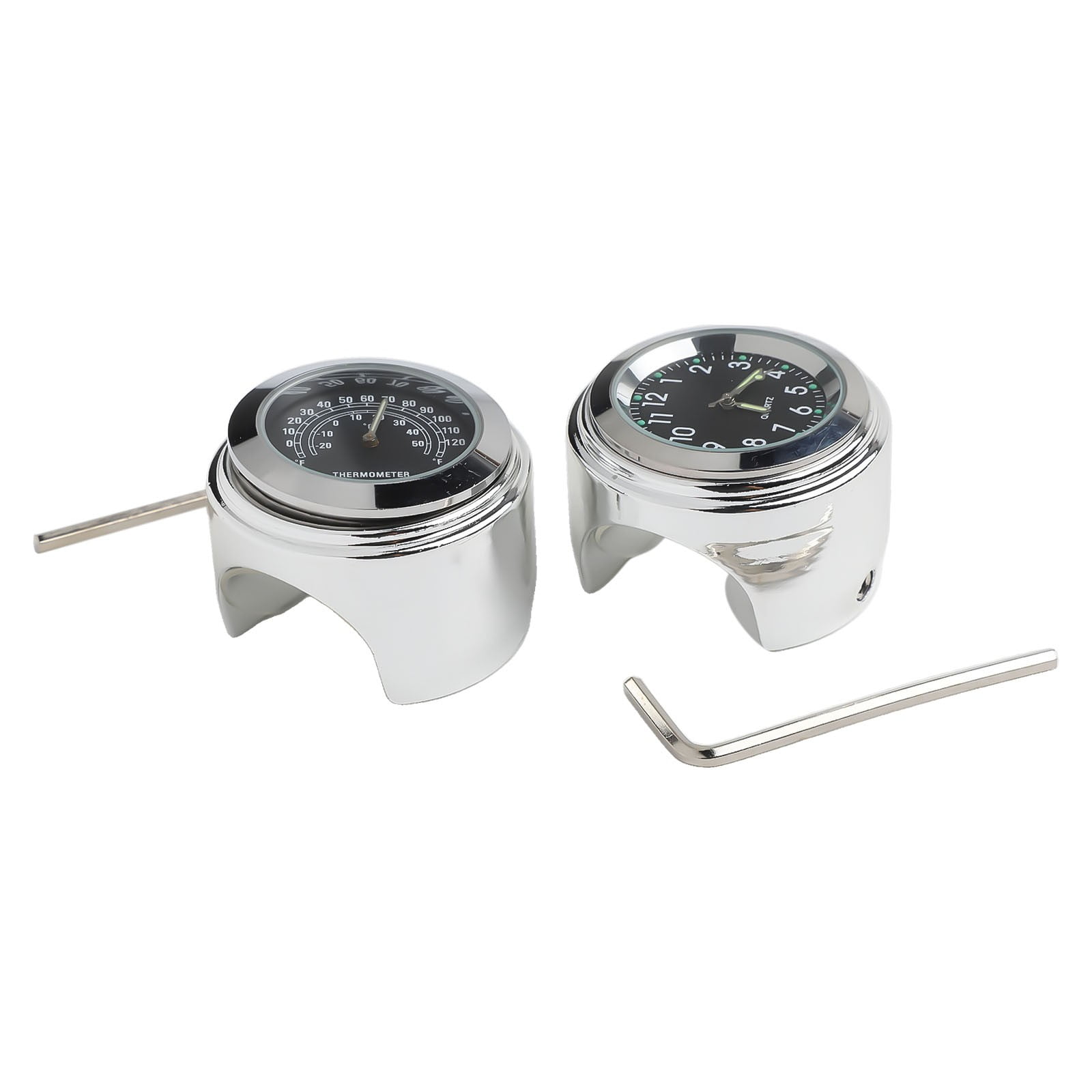 Universal Motorcycle Handlebar Clock Thermometer 7/8 Luminous Waterproof