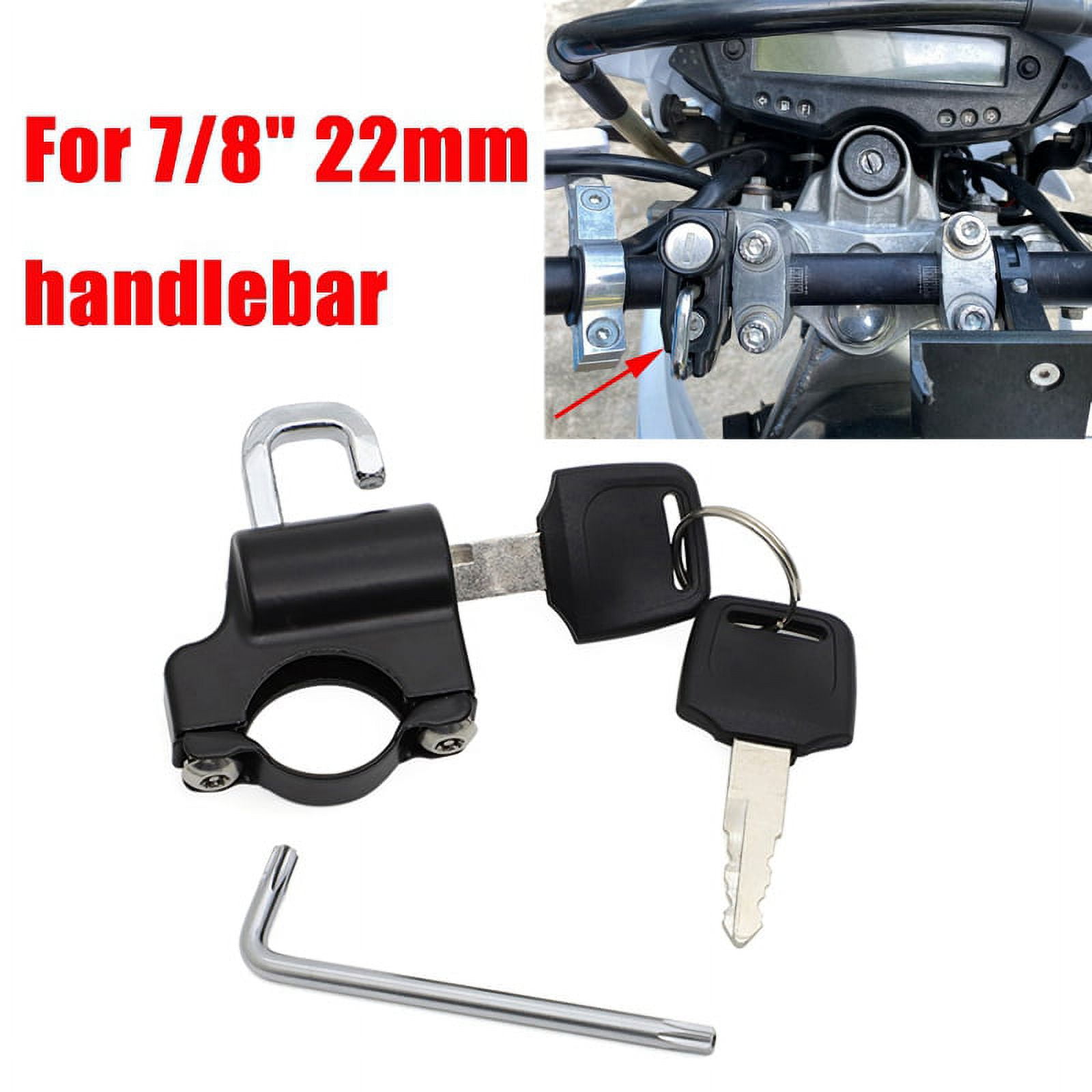 Universal Motorcycle Helmet Lock Motorbike Hanging Hook Keys Set Aluminum Compatible with 7/8Inch 22mm Handlebar Tubing