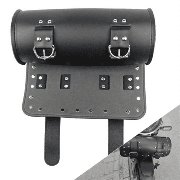 Universal Motorcycle PU Leather Tool Bag Front Fork Handlebar Saddlebag Roll Racing Tail Storage
