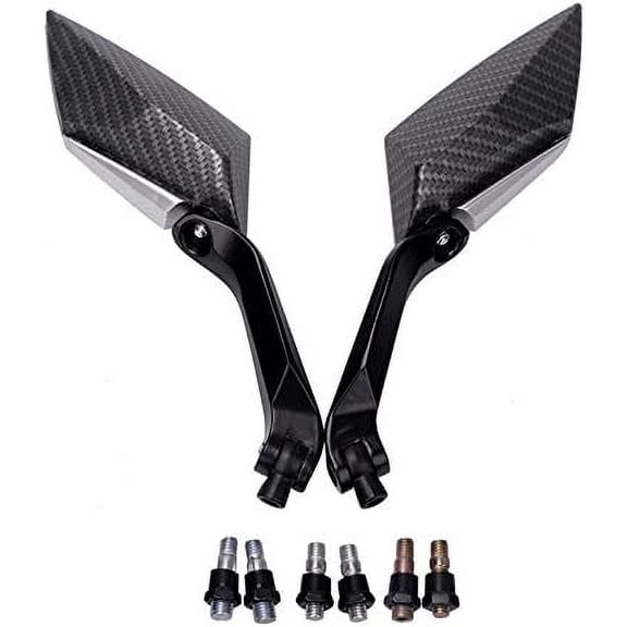 Universal Motorcycle Rear View Mirror 8/10Mm Motorbike Diamond Rear Mirror For Street Bike Sport Bike Scooter Cruiser Carbon Black