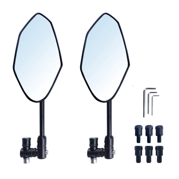 Universal Motorcycle Rear View Mirrors for M8 M10 Threaded Bolt Double Take Mirror Mount Compatible with Motorcycle Scooter Moped Polaris Sportsman Honda ATV Dirt Bike Cruiser