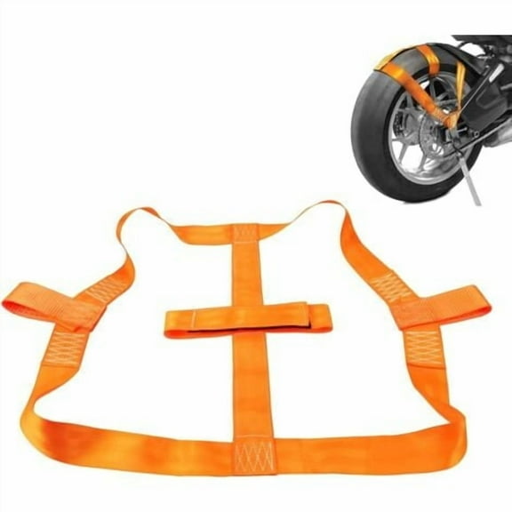Universal Motorcycle Rear Wheel Tie Down Strap, Vehicle Securing Strap Motorcycle Tire Rear Wheel Fixing Band Heavy Duty Polyester Rim Tie Down Strap