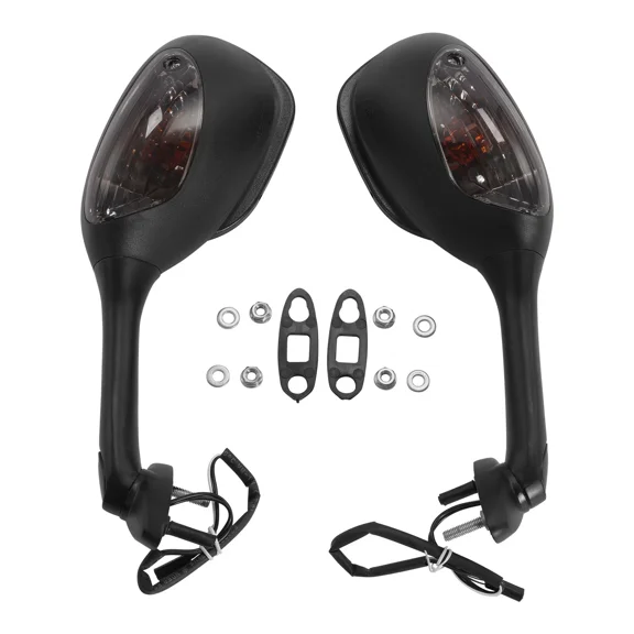 Universal Motorcycle Rearview Mirrors with LED Turn Signal Compatible for Suzuki GSXR 1000/600/750 2006-2024 Models, Black