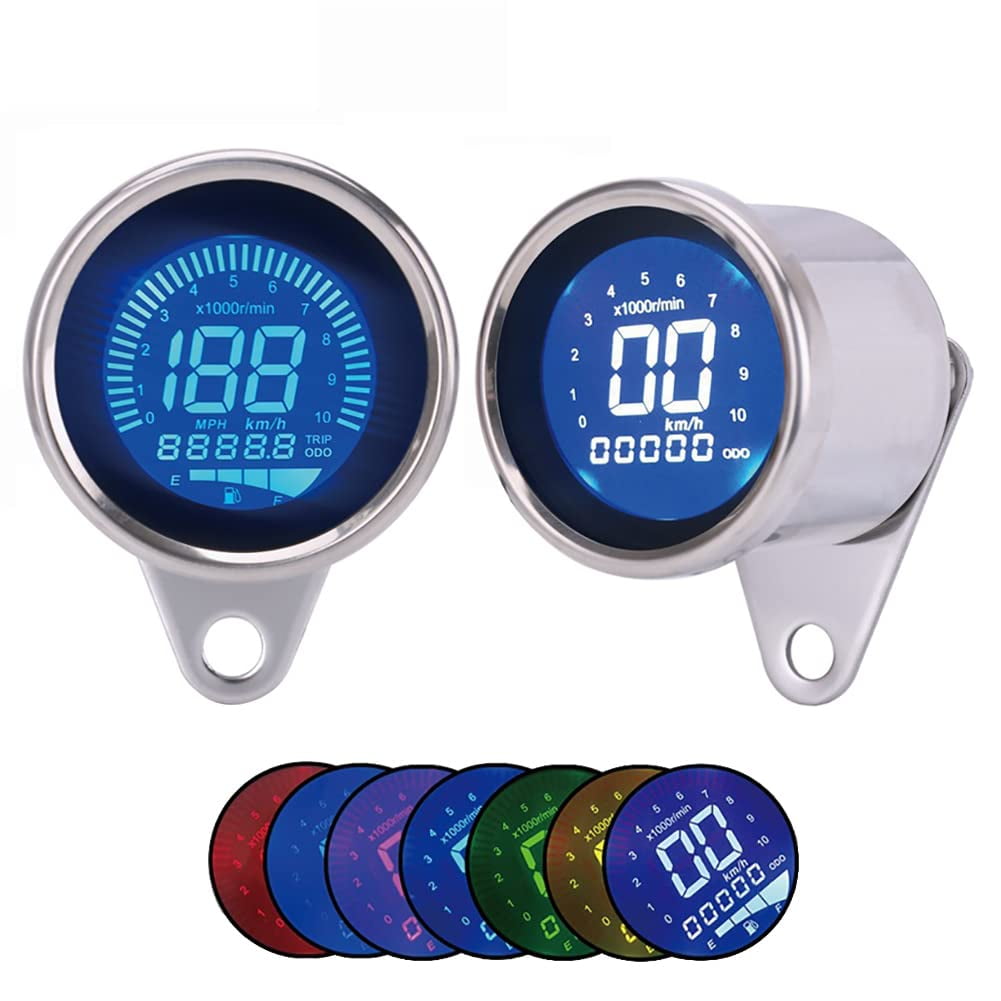 Universal Motorcycle Speedometer, Sovob 12V Retro Universal Motorbike Speedometer Motorcycle Oil Level Lcd Tachometer Digital Speedometer Motorcycle Modification Accessories