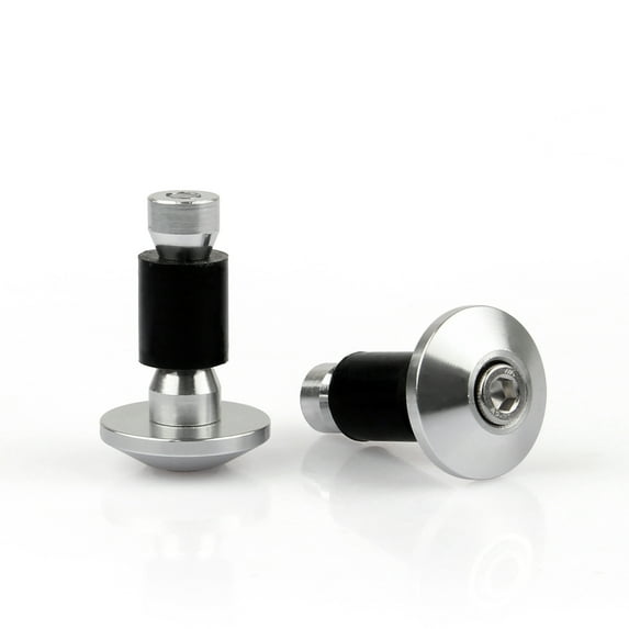 Universal Motorcycle Street Bike 7/8" Handlebar Grips Bar End Plugs Silver