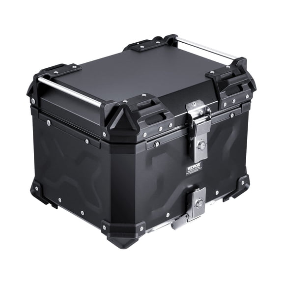Universal Motorcycle Top Case 45L Waterproof Aluminum Alloy Tail Box with Leather Lining Lock Back Cushion Fits 99 Percent of Motorcycle Frames