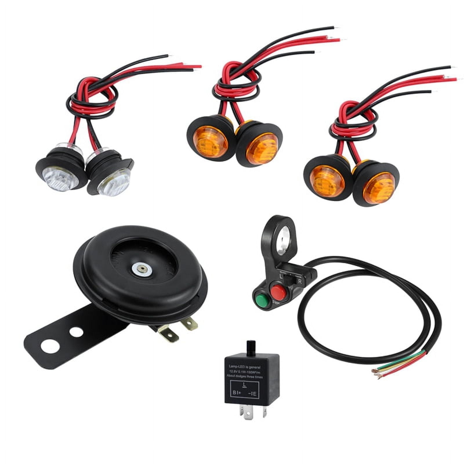 Universal Motorcycle Turn Signal Light LED Kit with Horn Turn Signal Headlight Horn 3-Pin Relay for ATV UTV