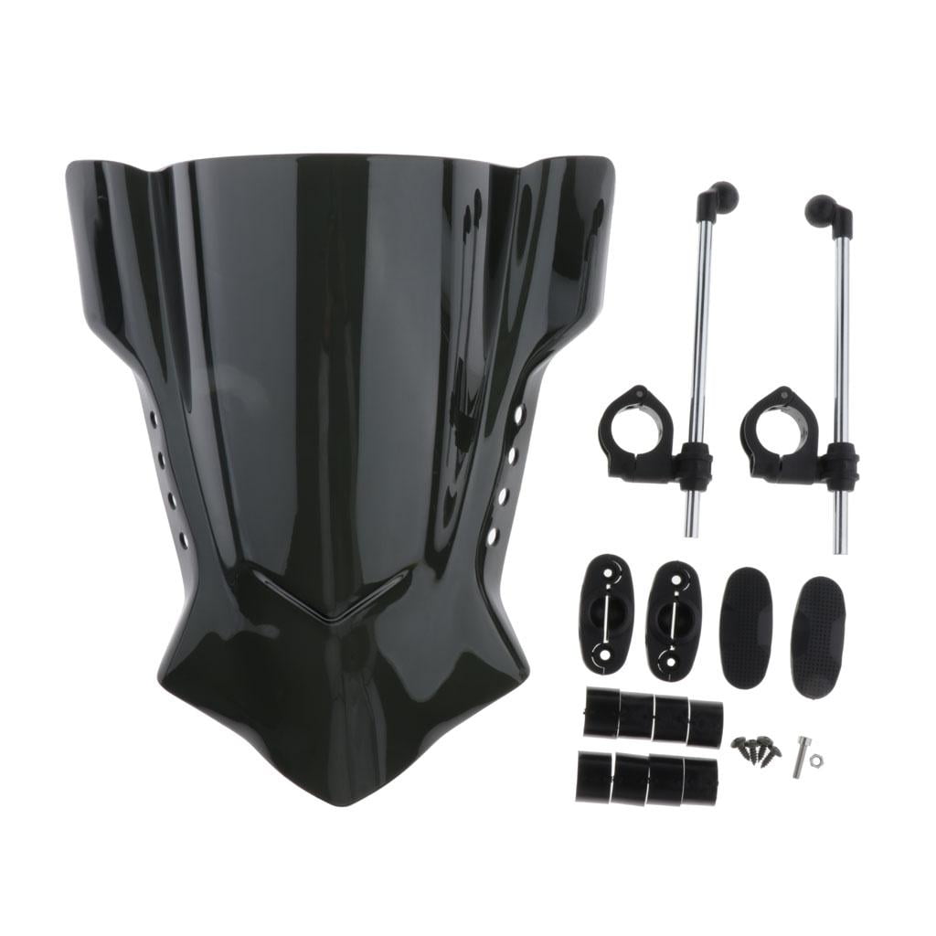 Universal Motorcycle Windshield Windscreen Screen for 7/8'' 22mm 1'' 25 1 1/8 inch 28mm Handlebar Mount (Black)