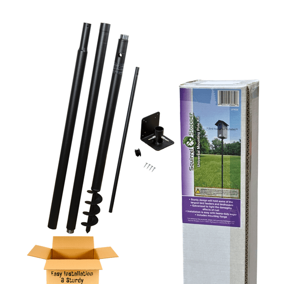 Universal Mounting Pole Kit - Great for Post-Mounted Bird Houses and Bird Feeders, Heavy Duty Pole with Threaded Connections