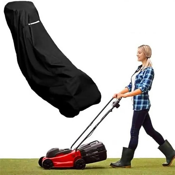 Universal Mower Cover Hood, Waterproof Reflective Lawn Tractor Protective Shelter with Storage Bag for Rain Sun Snow Protection, Durable Elastic Fit for Garden Yard Outdoor Use
