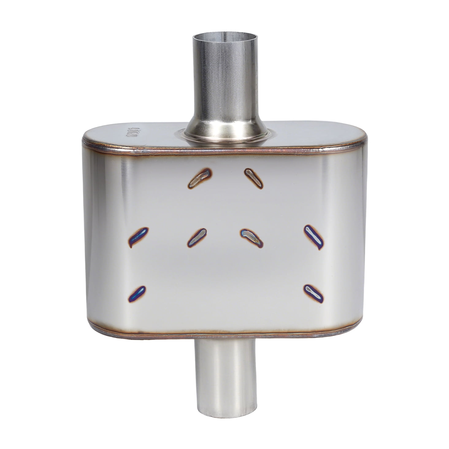 Universal Muffler Single chamber 409 Stainless Steel Performance Muffler for Cars Trucks, 2.25" Inlet/Outlet, Overall Length 13"