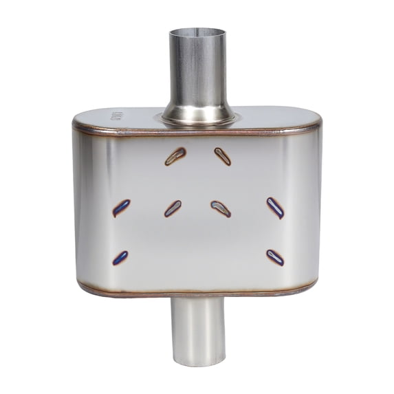 Universal Muffler Single chamber 409 Stainless Steel Performance Muffler for Cars Trucks, 2.25" Inlet/Outlet, Overall Length 13"