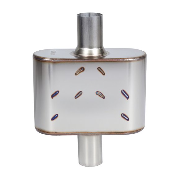 Universal Muffler Single chamber 409 Stainless Steel Performance Muffler for Cars Trucks, 3" Inlet/Outlet, Overall Length 13"