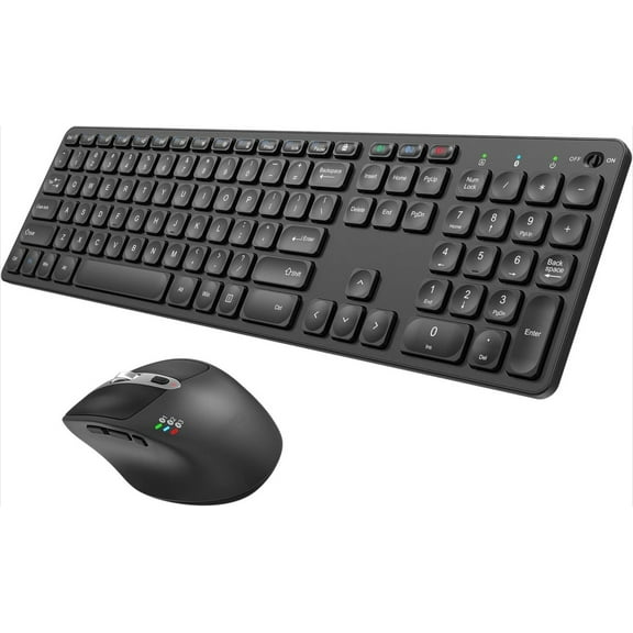 Universal Multi-Device Bluetooth Keyboard and Mouse Full Size Wireless Bluetooth Keyboard and Ergonomic Mouse Set