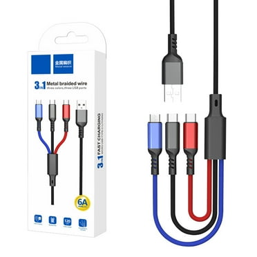 Universal Multi-Device Charger,Fast Charging Cable,Supports Ios Android Type C,6a Output,Flexible Adjustable Design for Home Office Travel,Dual Usb Ports,High-Speed Charging,Durable,NCHKUN
