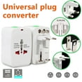 thumbnail image 1 of Universal Multi-Function Travel Plug Adapter, UK US EU AU Plug Conversion Charger, International Travel Power Adapter for Global Travel Use, White, 2.9*2*1.6in, 1 of 9