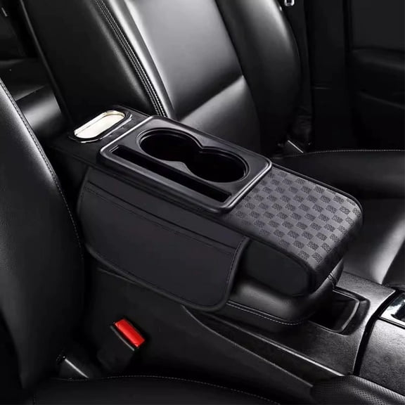 Universal Multifunctional Auto Center Console Armrest Pillow with Cup Holder and Storage - PU Leather, 37.5*15.5*6cm, 7 Colors Available