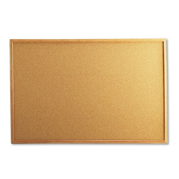 Universal Natural Cork Board, 36" x 24", Oak-Finished Frame