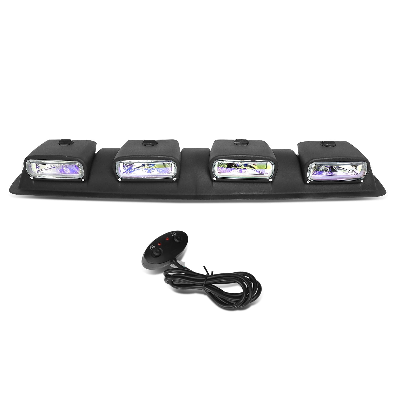 DNA Motoring Universal Off-Road Roof Top Mounted Neo Chrome Fog Light Kit w/Wiring Harness+Switch